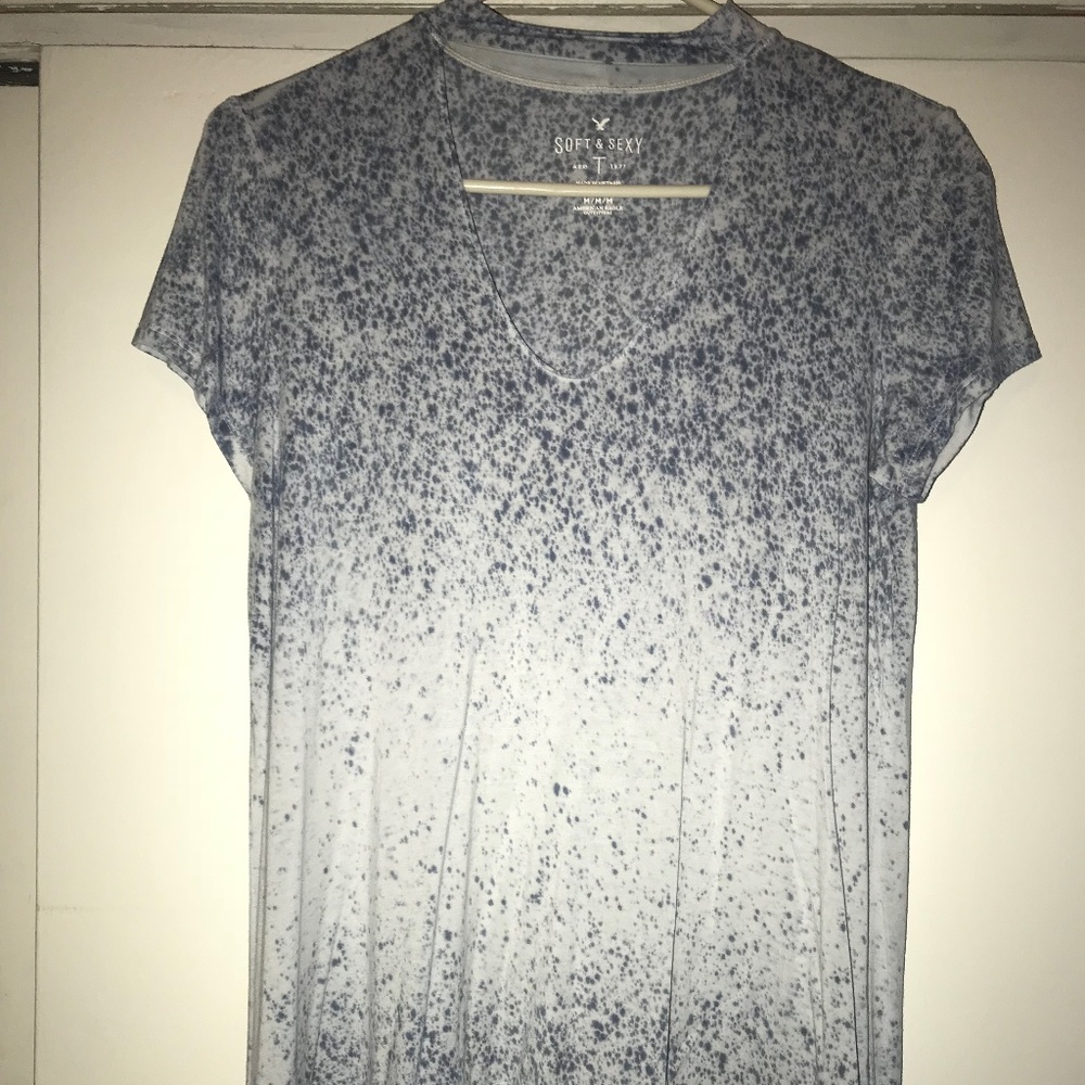 American Eagle AEO Blue Soft & Sexy Choker T-Shirt